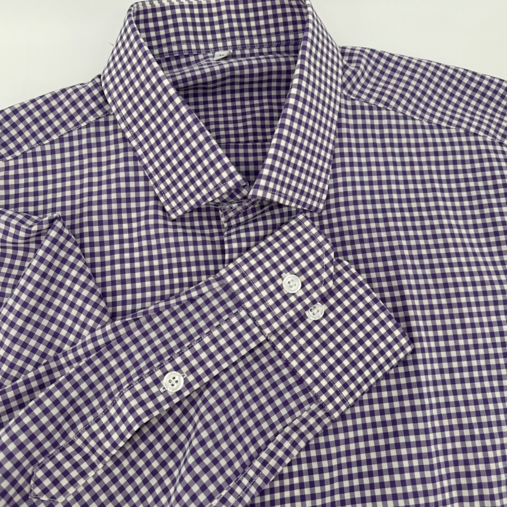 State And Liberty Mens Purple Gingham Check Long Sleeve Button Down Shirt XL